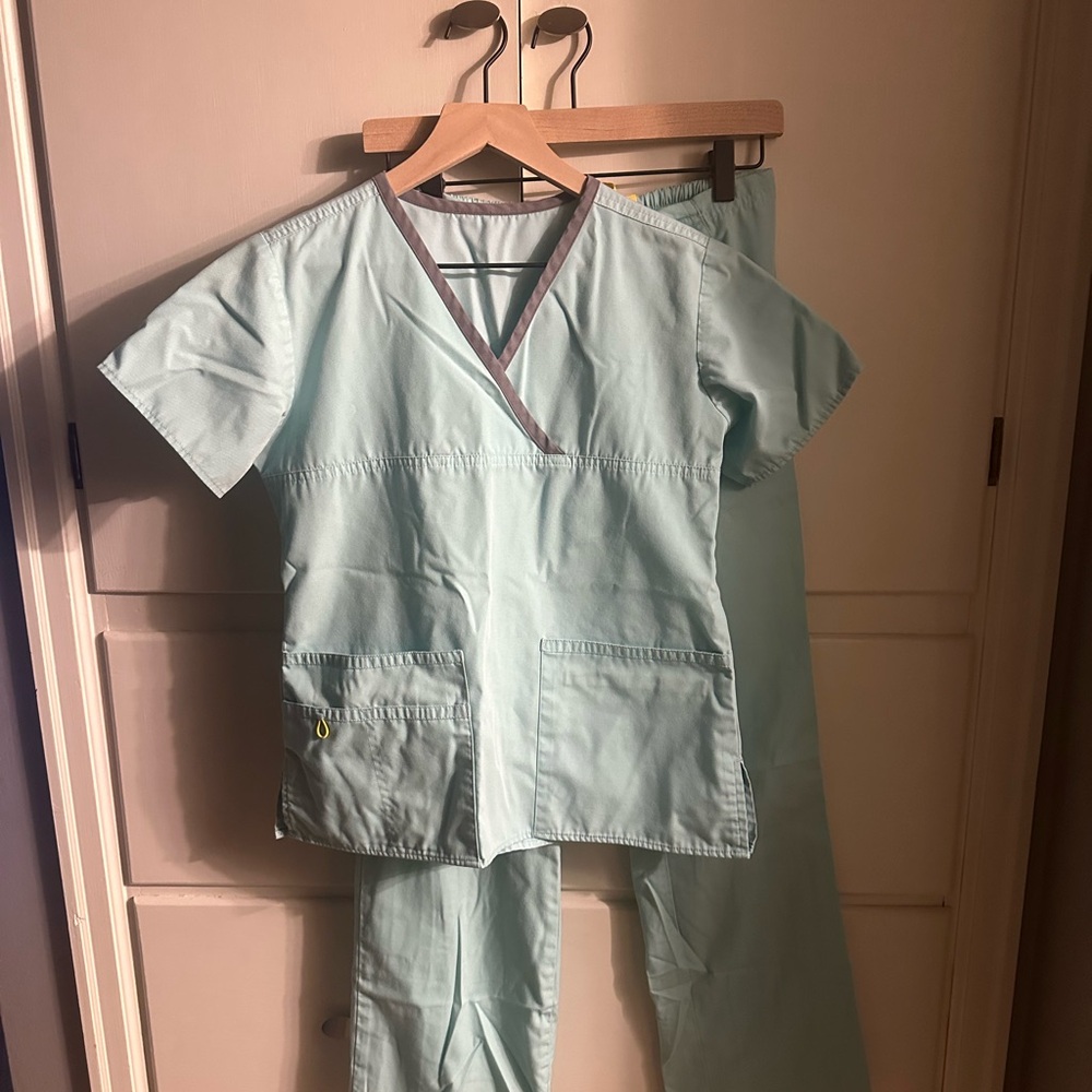 Wink Light Blue V-Neck Scrub Top